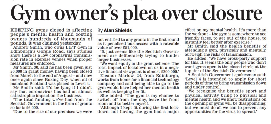 Scots gym owner in plea for support amid industry health concerns