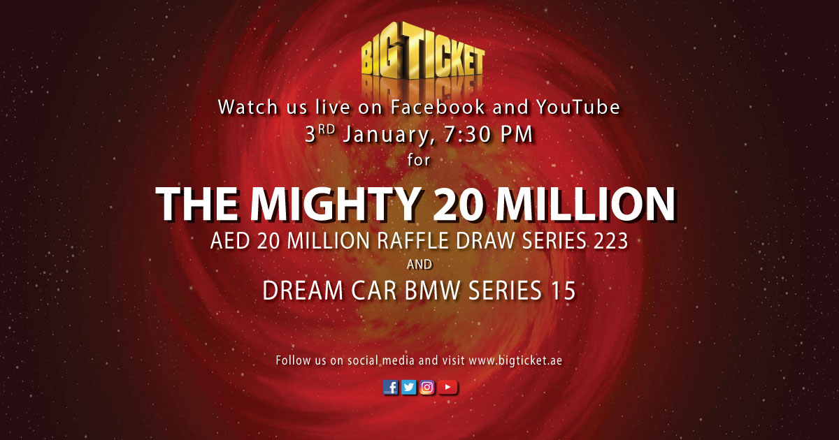 Big Ticket Abu Dhabi Watch Our Big Ticket The Mighty Million Series 223 And Dream Car Bmw Series 15 Live Draw January 3rd At 7 30pm On Our Facebook And