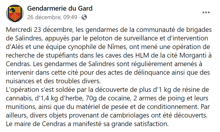 ProcureurAles's tweet photo. #Gendarmerie30 #Luttecontrelesstupéfiants #Cendras https://t.co/G9UEvtZB5q