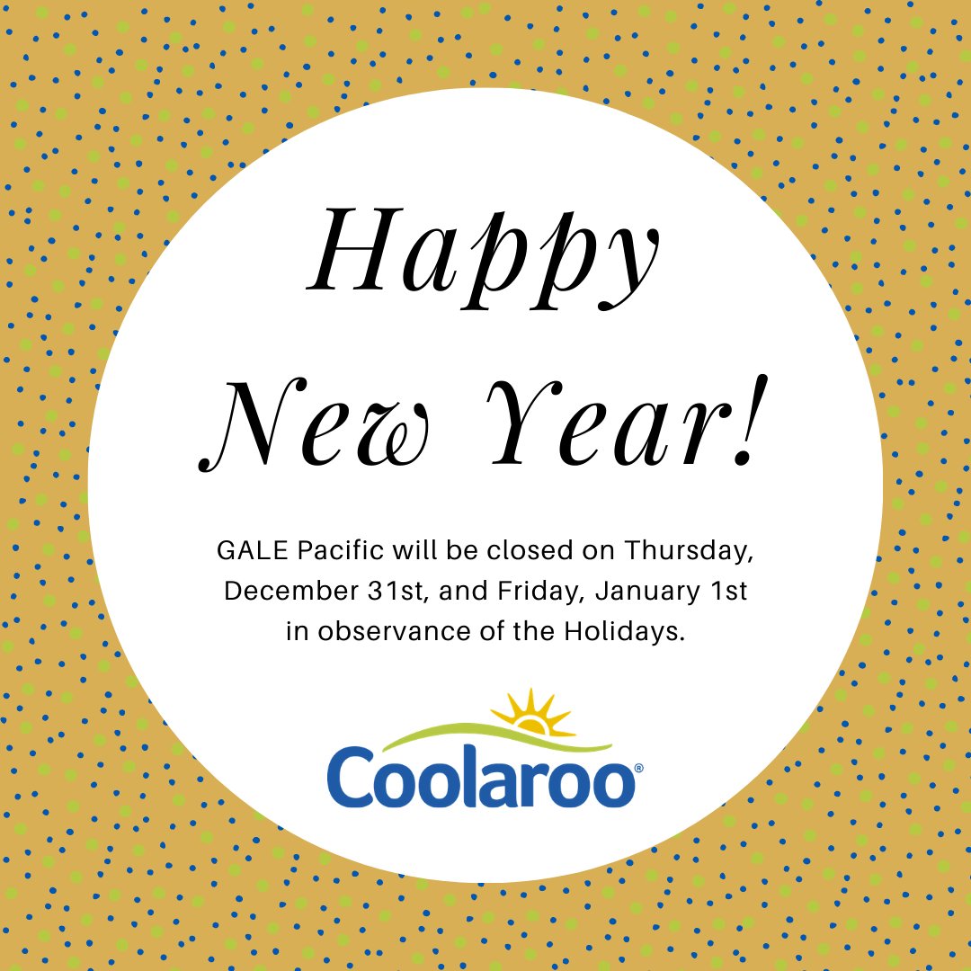 Coolaroo's tweet image. Happy New Year!

GALE Pacific will be closed on Thursday, December 31st, and Friday, January 1st in observance of the Holidays.