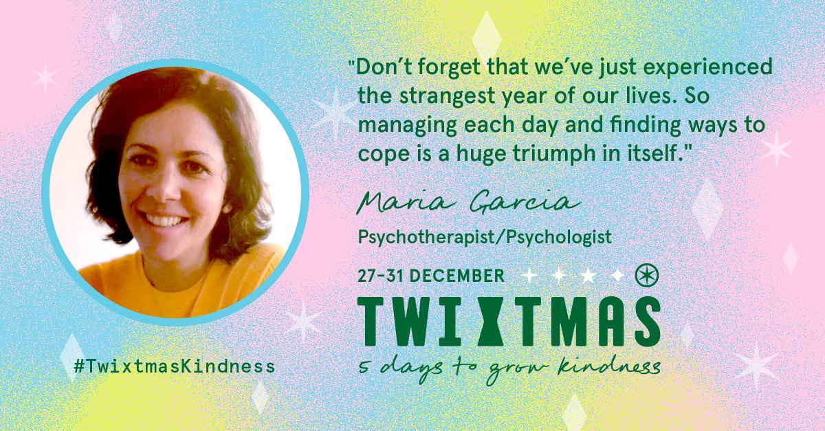 Twixtmas2020's tweet photo. 🌅Thank yourself for getting through 2020! As our champion Maria Garcia says:
“Managing each day and finding ways to cope in the midst of a global pandemic is a huge triumph in itself. ” 
👉For more #TwixtmasKindness inspiration, visit  https://t.co/UyYz33TFgT
#HappyNewYear2021 https://t.co/YsVKKdyqIm