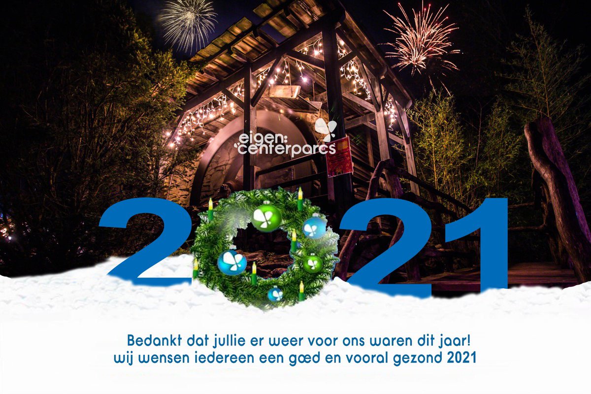 eigencenterparc's tweet image. We wensen jullie allemaal een goede jaarwisseling toe 🥂 Op naar een mooi nieuw Center Parcs jaar! #centerparcs #2021