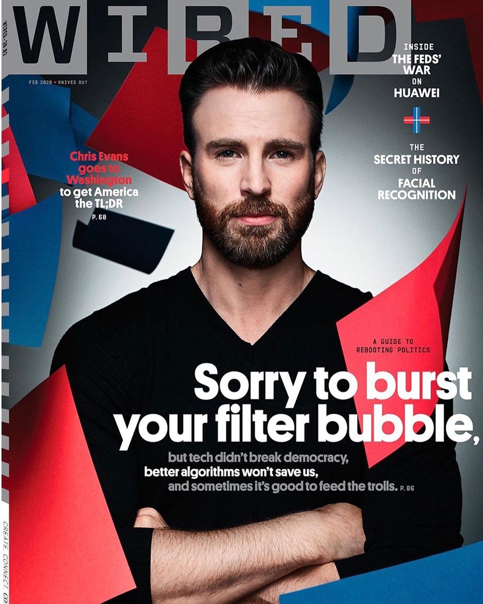 15th JanuaryChris features on the cover of Wired  https://www.wired.com/story/chris-evans-starting-point-politics/