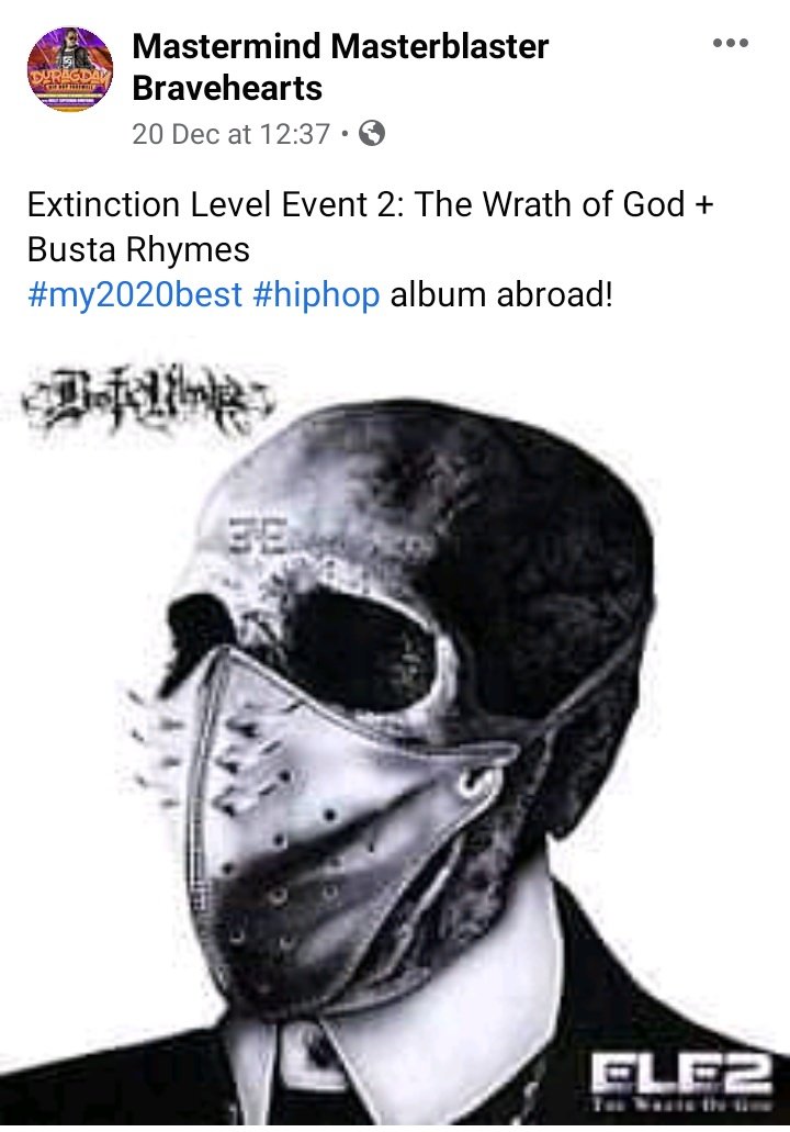 PoetMastermind's tweet image. My best album this year #extinctionlevelevent2 #thewrathofGod #hiphop2020 #busterrhymes #GoodBye2020