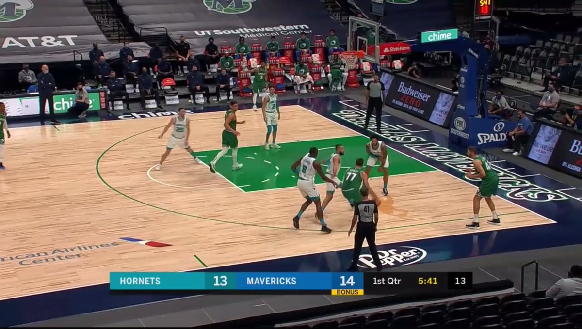 Another action...check where Biyombo is (guarding Powell)