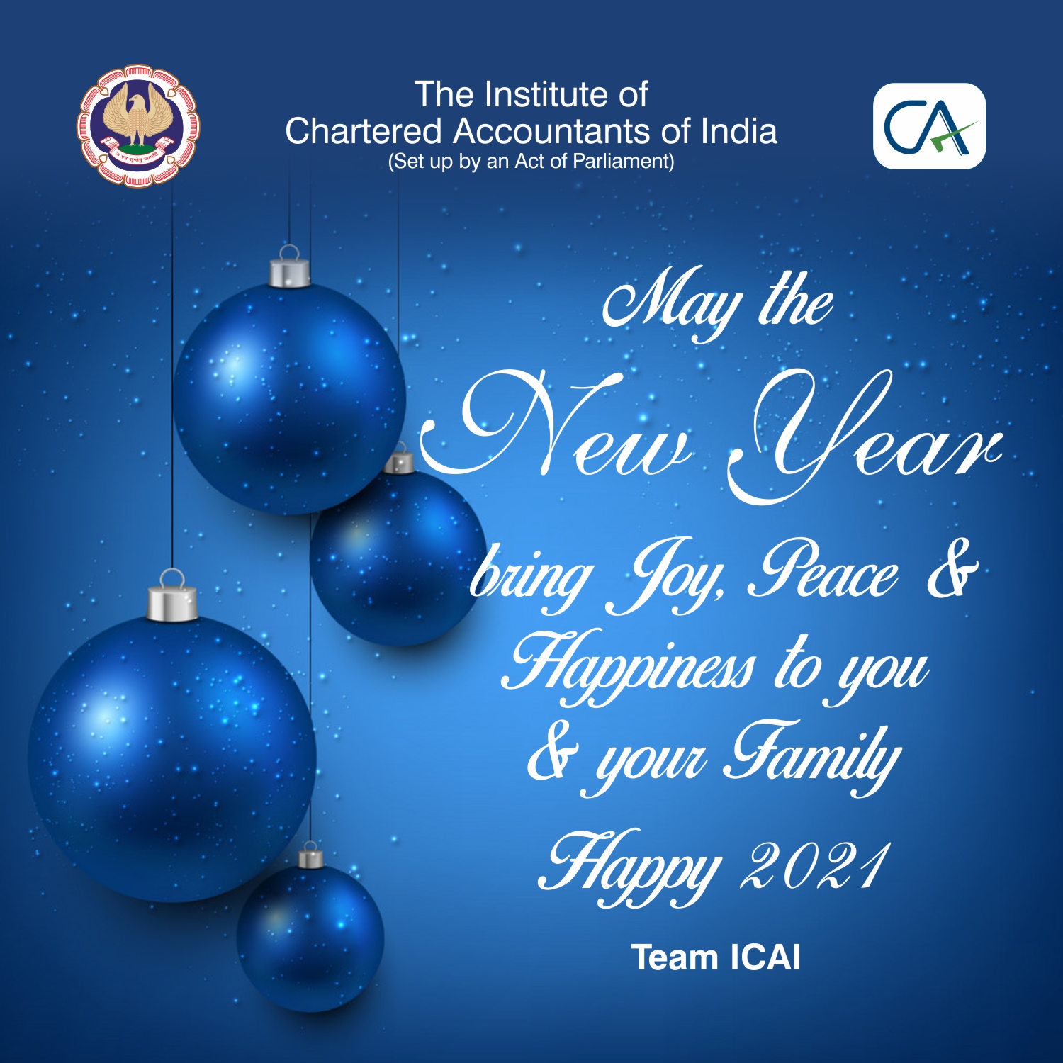 Institute Of Chartered Accountants Of India Icai May The New Year Bring Joy Peace And Happiness To You And Your Family Happy New Year 21 From Team Icai Happynewyear21