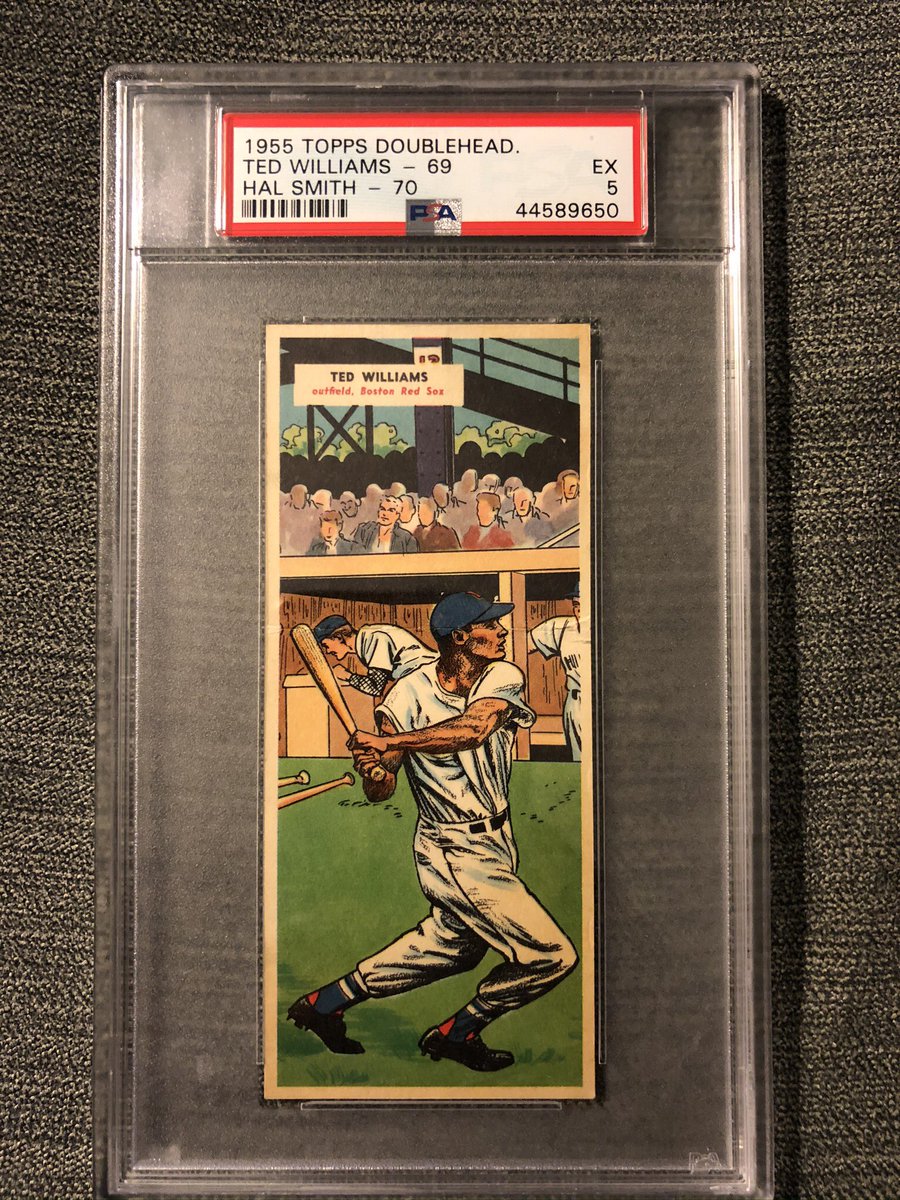 #8 1955 Topps Double Header Ted Williams/ Hal Smith! I only wish I didn’t have a graded card so I could bend it!