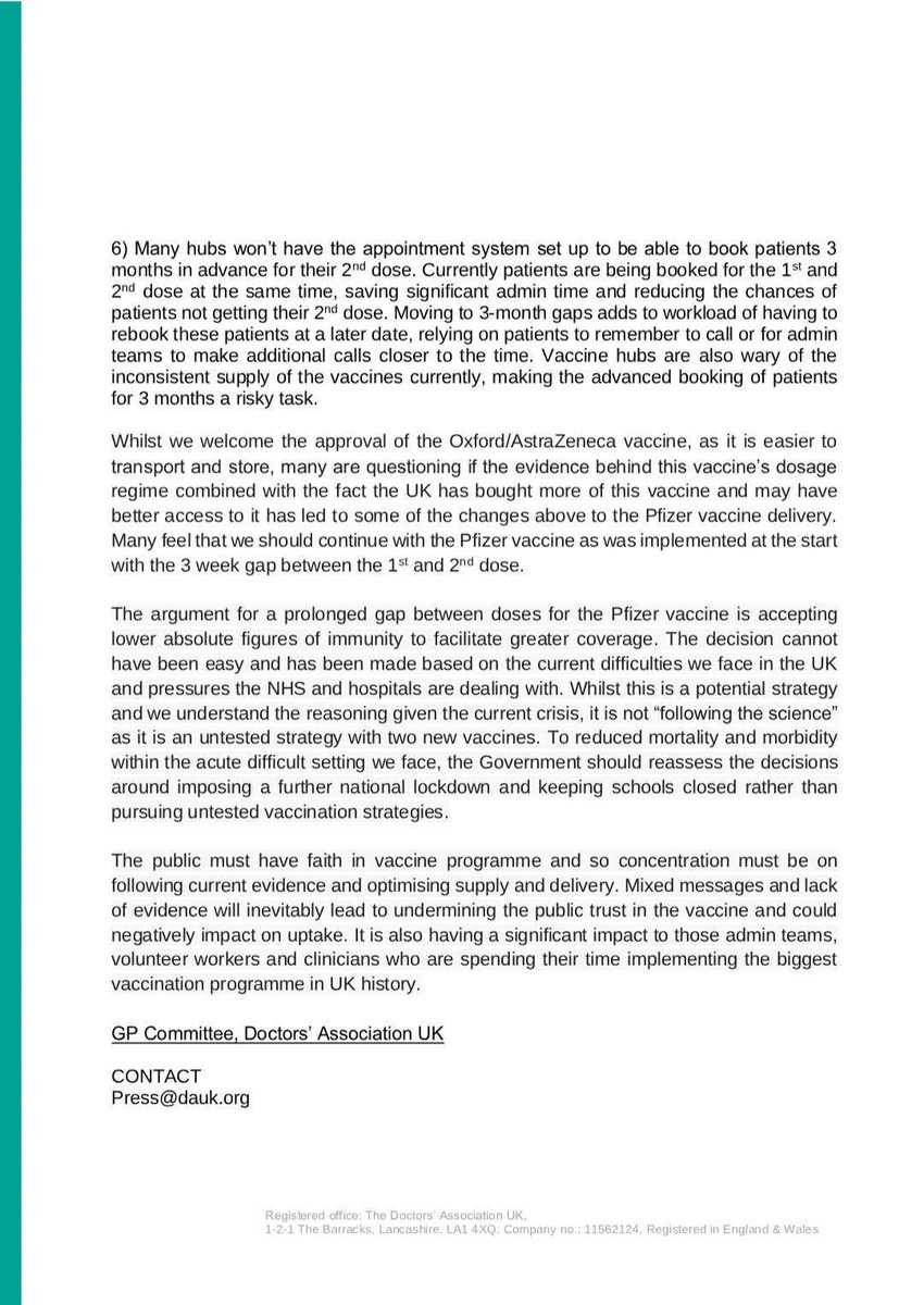 TheDA_UK's tweet image. We have real and grave concerns about these sudden changes to the Pfizer vaccine regime

It undermines the consent process, as well as completely failing to follow the science.

Here is our letter to @MattHancock and JCVI today

#covidvaccine