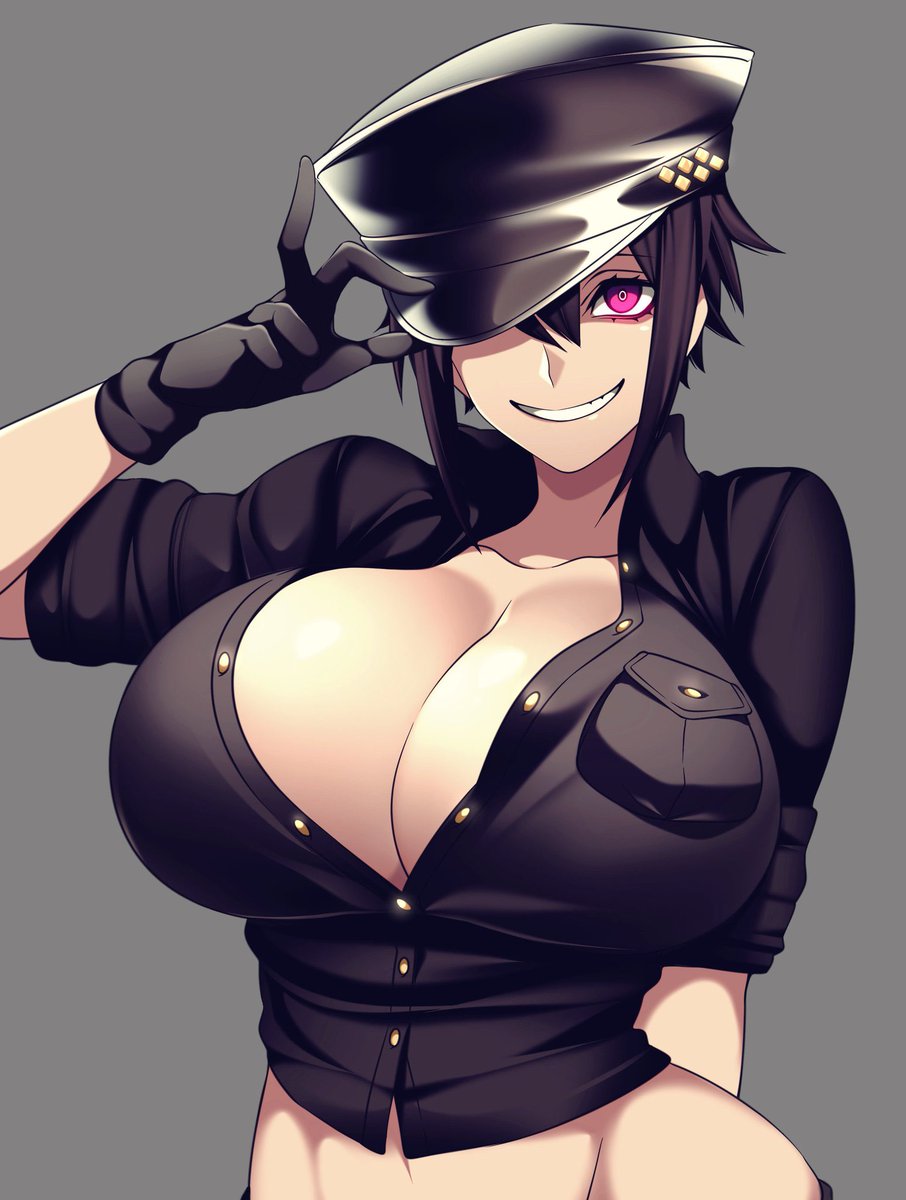 1girl black gloves black hair black shirt breast pocket breasts collarbone  illustration images