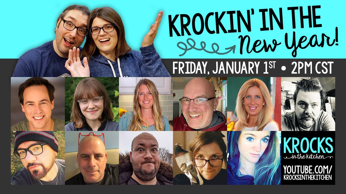 KrocksKitchen's tweet photo. Join us tomorrow (January 1, 2021) as we KROCK in the New Year 🥳 with a little help from our friends! The fun starts at 2pm CST ▶️ https://t.co/cRkyU064OZ https://t.co/fZKVMiXIBE