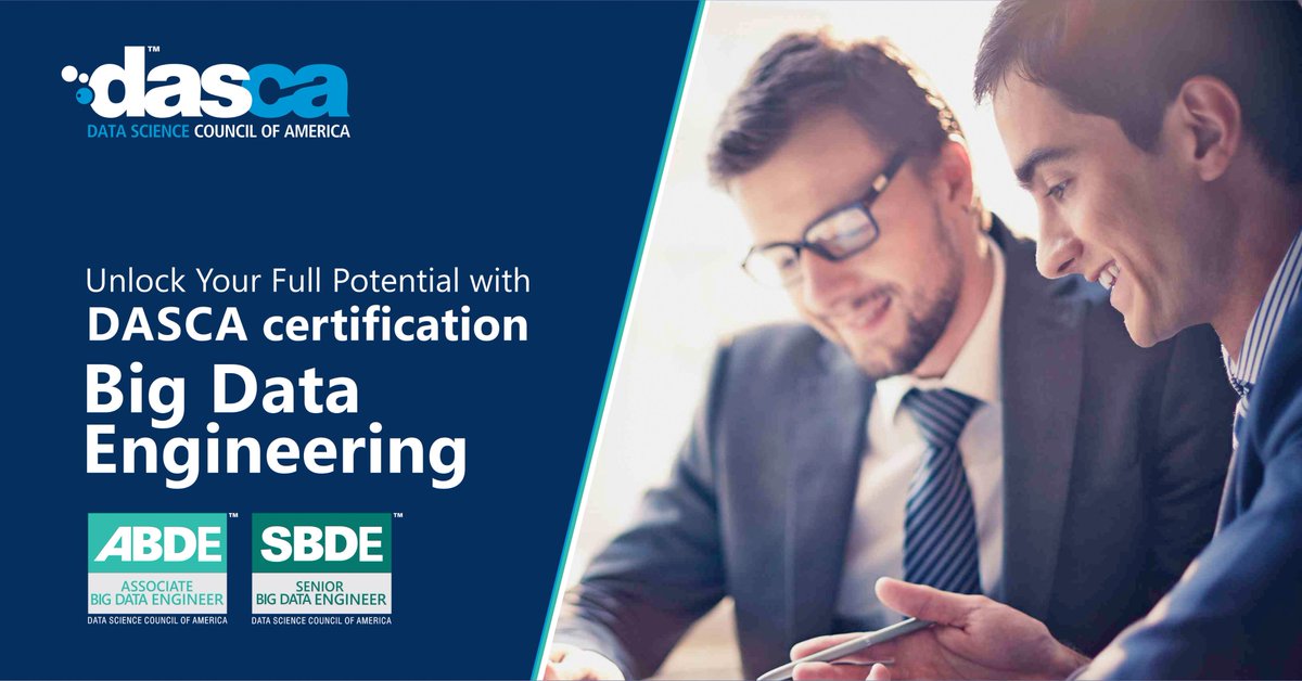 DASCA_Insights's tweet image. Hone your programming and #DataEngineering skills with DASCA’s Big Data Engineering certifications. Registrations open now! bit.ly/2KQX75Z
#DataScienceCertifications #DASCA #DataScienceCareer #DataAnalysis #DataScienceAnalytics #DataScienceProfessionals #DataScience