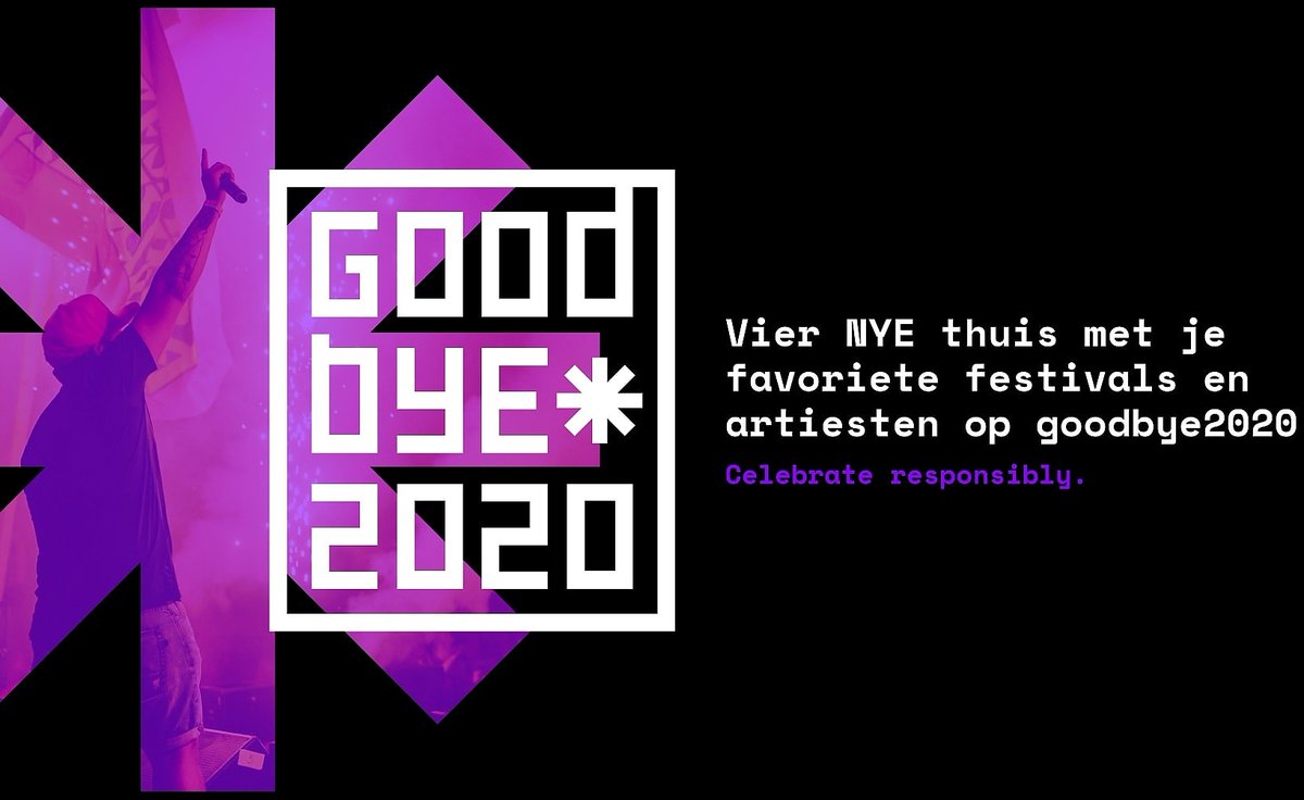 Vanaf 16uur straks kun je via #GoodBye2020.nl kiezen voor verschillende streams met de 'vetste' festivals en al je favoriete artiesten! Gepresenteerd door o.a. Snelle &amp; Fedde Le Grand . . . . . check it!