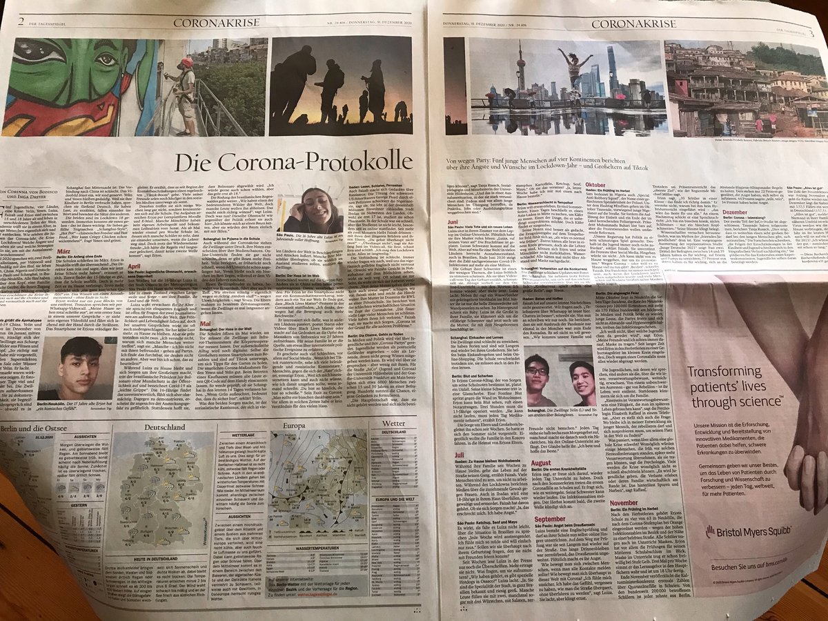 Inga Dreyer (@ingadreyer) on Twitter photo Zum Jahresende Einblicke in die Erlebnisse und Gefühlswelten von jungen Menschen. Fünf Jugendliche aus vier Ländern, die <a href="/cora_vb/">Corinna von Bodisco</a> und ich interviewt haben, erzählen heute auf einer Doppelseite im <a href="/Tagesspiegel/">Tagesspiegel</a> von 2020. Danke an Luiza, Faizah, Erjon, Yesen & Yelin + <a href="/wpk_daily/">WPK</a> Zum Jahresende Einblicke in die Erlebnisse und Gefühlswelten von jungen Menschen. Fünf Jugendliche aus vier Ländern, die <a href="/cora_vb/">Corinna von Bodisco</a> und ich interviewt haben, erzählen heute auf einer Doppelseite im <a href="/Tagesspiegel/">Tagesspiegel</a> von 2020. Danke an Luiza, Faizah, Erjon, Yesen & Yelin + <a href="/wpk_daily/">WPK</a>
