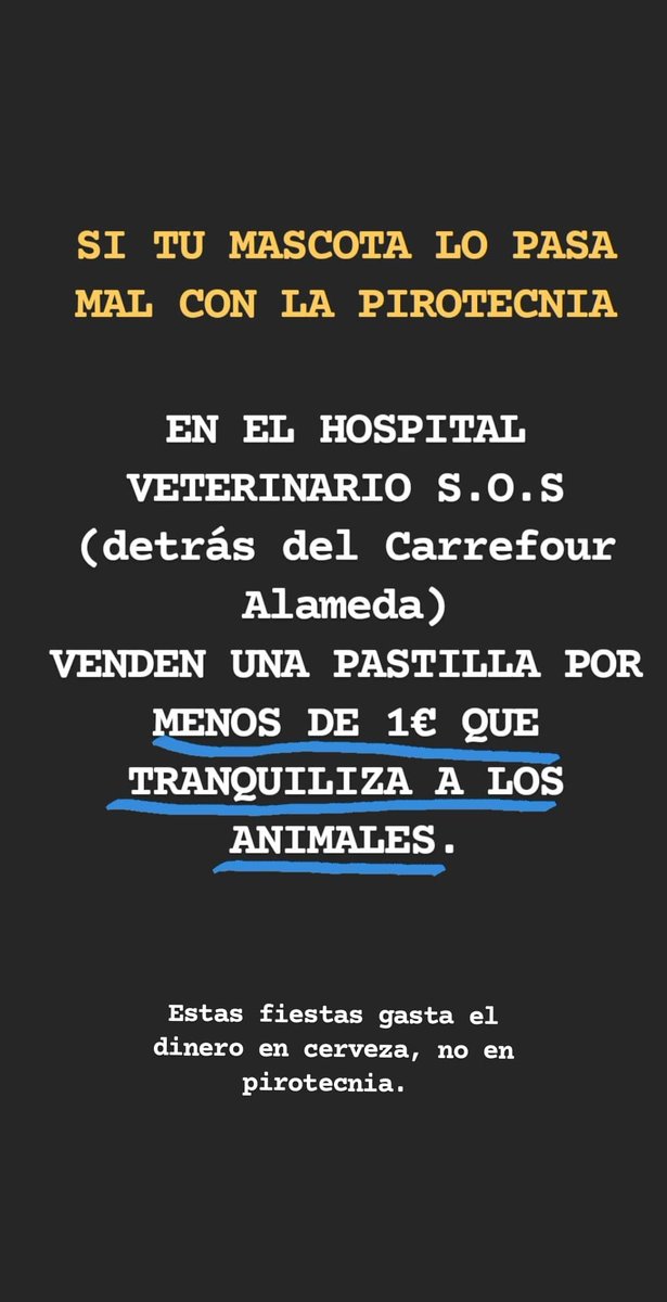 SantaSativa_'s tweet photo. ⚠️RECORDATORIO⚠️ PARA LA GENTE DE #MÁLAGA CON MASCOTA🐶
⬇️⬇️⬇️⬇️⬇️⬇️⬇️⬇️⬇️
#StopPetardos #PirotecniaCero https://t.co/iTl5PQuMvS
