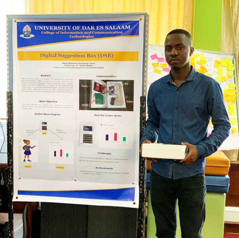Y4CLab's tweet photo. A team of @Y4CLab innovators and supervisors preparing to receive the Minister of #ICT, @DocFaustine at @coict_udsm to showcase youth-led innovations such as #IntelligentUreport, #TeachersVolunteeringSystem, #DigitalSuggestionBox, and #SwashCompetitionApp. #UDSM https://t.co/Cwmc6bXJ9t