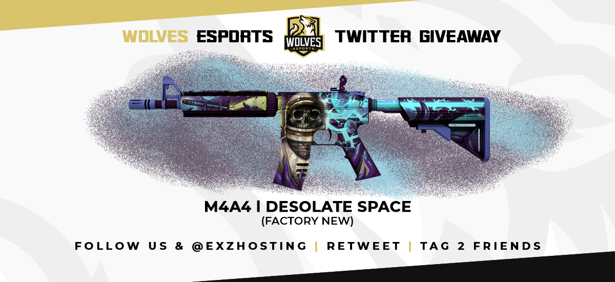 End of year #CSGO #giveaway in cooperation with @eXzHosting!

We're giving away a M4A4 | Desolate Space (Factory New)

To enter:
- Follow us &amp; @eXzHosting 
- Retweet 
- Tag 2 friends

Giveaway ends on Jan 8th 2021 at 20:00 CET. Good luck!

#CSGOGiveaway 
#KeepHowling