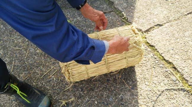 Making one (even small ones) takes an amateur about three hours. An experienced farmer could make three or four in that time. A lot of work but it must have been satisfying after all the labor growing the rice in the first place. All the materials came from the same rice paddy.