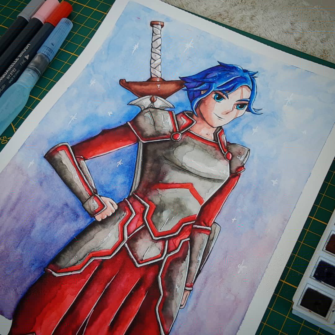 Tenefester's tweet image. Mercia from Wargroove @ChucklefishLTD 
If you enjoyed Advance Wars, you must like Wargroove 😊
#watercolors #girlpower #knight #art #fanart