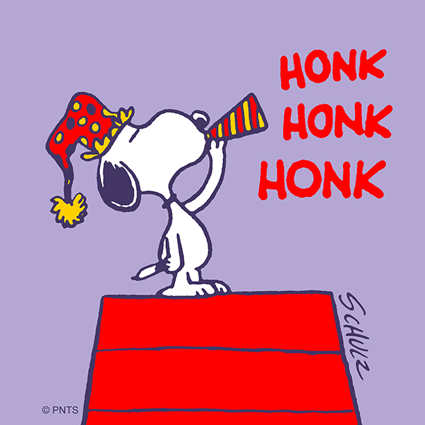 Snoopy's tweet image. Bringing in a new year! 🎉