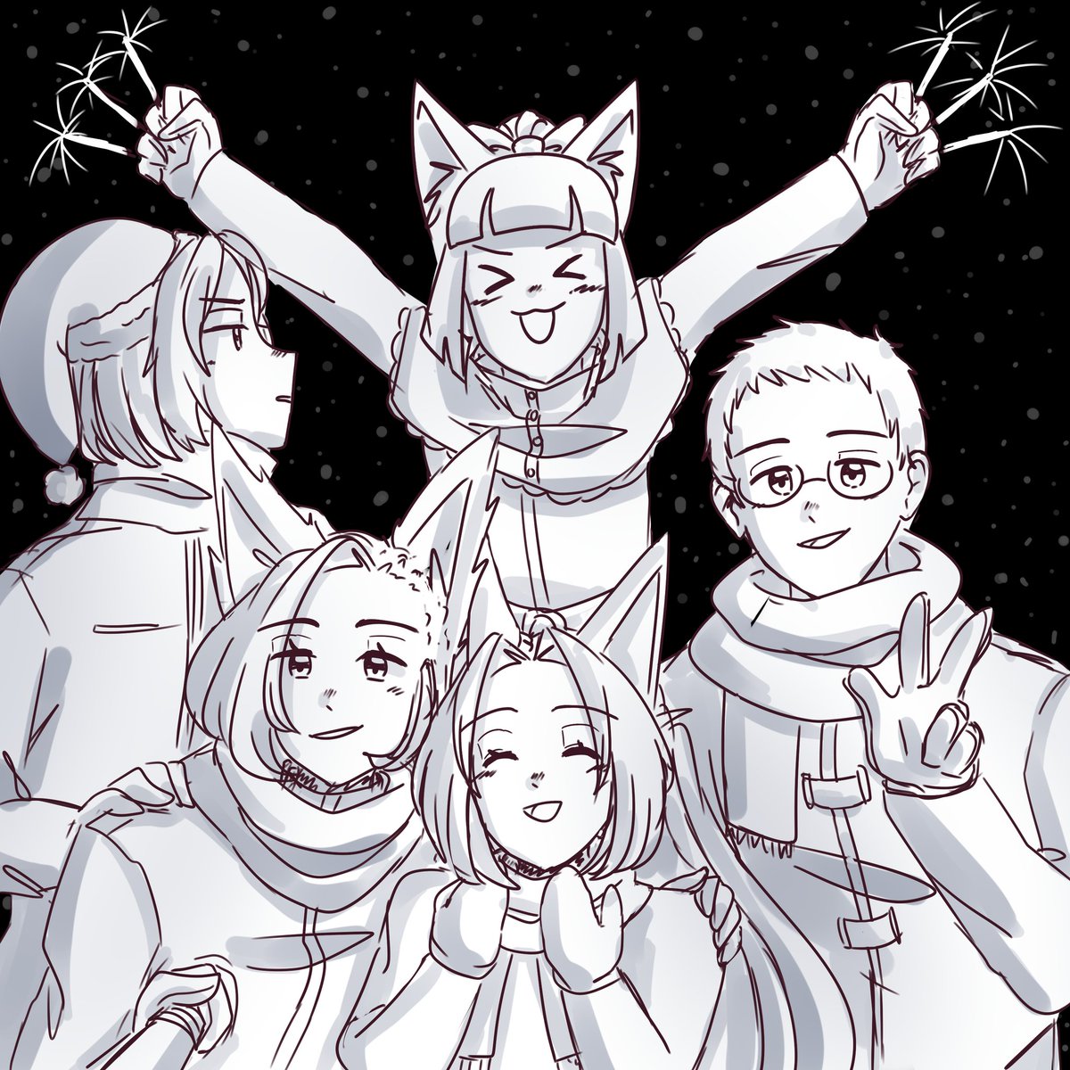 Happy New Year! 🎆🎇🎆

#art #artist #ArtistOnTwitter #artwork #Digital #digitalart #digitaldrawing #sketch #draw #drawing #DigitalArtist #digitalsketch #drawsketch #drawingsketch #myart #myartwork #oc #originalcharacter #blackandwhiteart #friends #snow #NewYear #NewYear2021