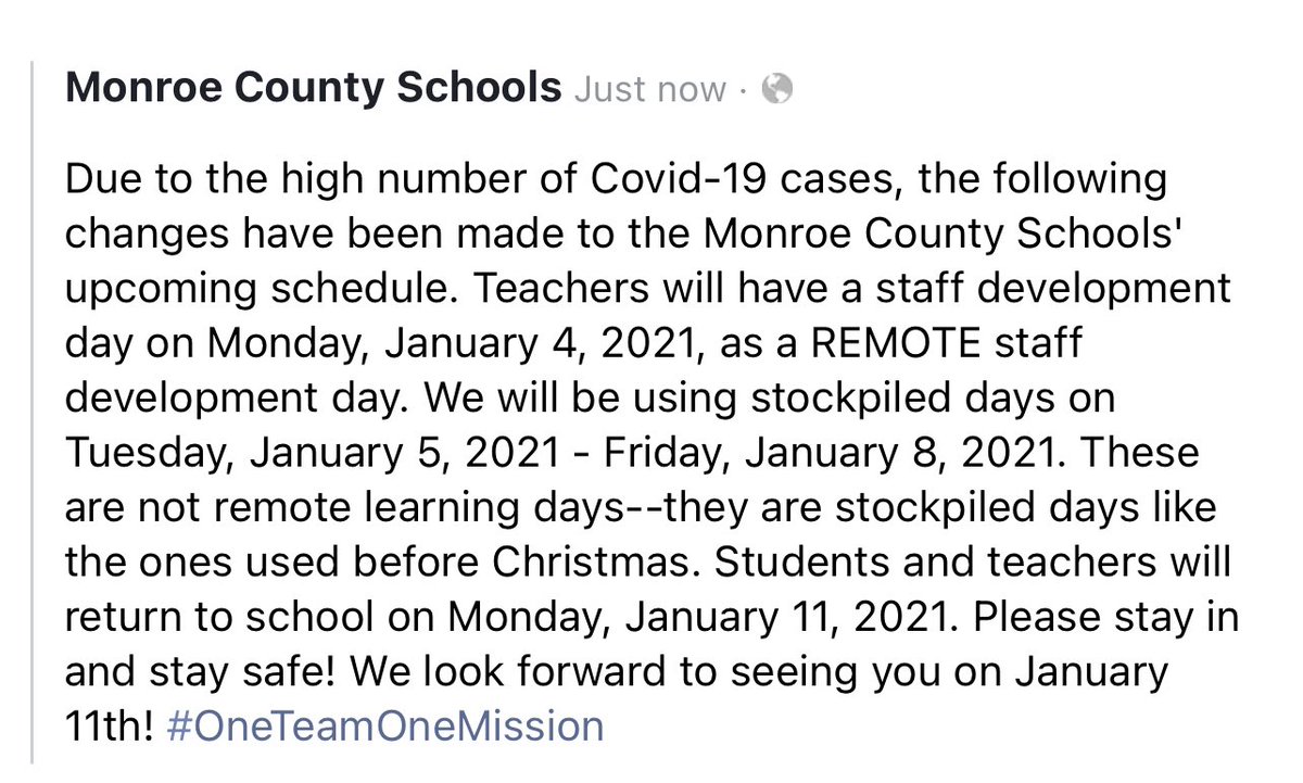 MonroeCountySc1's tweet photo. Information for our families, students, teachers, staff, and administrators 😊 https://t.co/sYqNuL9uWp