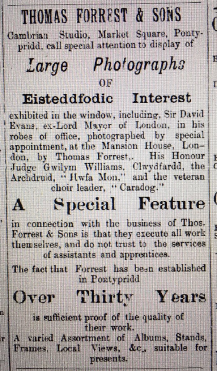 The business took off and by 1876 Thomas bought a site in Market Square Pontypridd and custom built his Cambrian Studio there. He took tens of thousands of photographs of the populace while he played his homemade harmonium at St Catherine’s Church on Sundays.