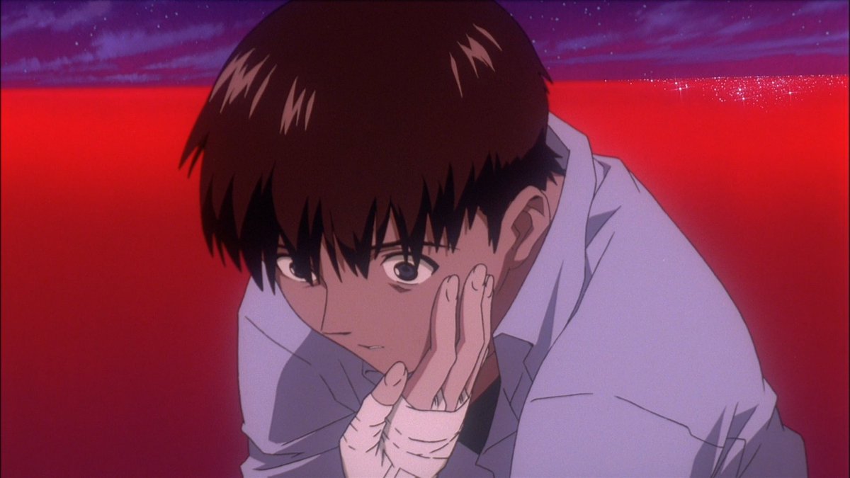 As for the final scene, my interpretation is that Shinji choking Asuka was his way of confirming rejection and denial still exist, and Asuka stroking Shinji means that acceptance also still exists, even when all the hearts are separated.