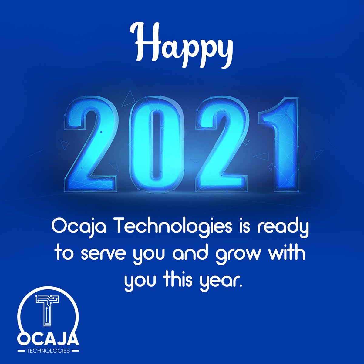 OcajaTech's tweet photo. From all of us at Ocaja Technologies, we wish you a prosperous New year. We appreciate your support and look forward to working with you in 2021. https://t.co/YZFtqwIGZs