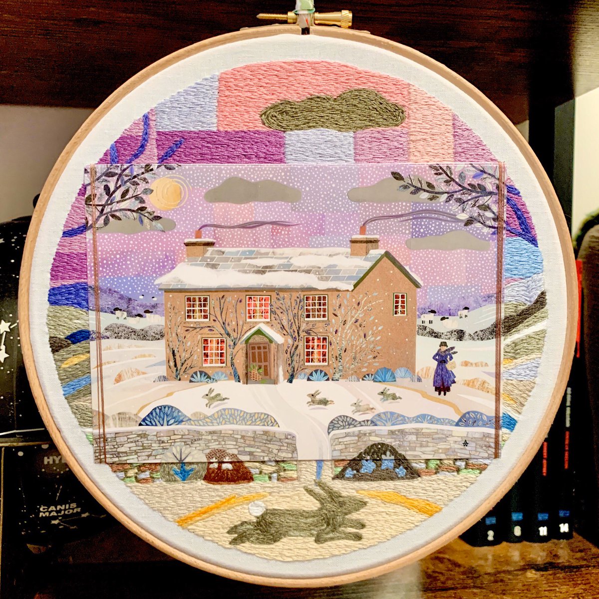 facelessbiIIy's tweet photo. An embroidered thread-painting, my Christmas card/gift to my parents! 💞 https://t.co/CgHQZT5qnL