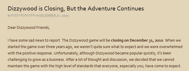 DWrediscovered's tweet photo. 10 years ago on this day, Dizzywood shut down. The end of a big part of my and countless other's childhoods. Below you can see the blog post announcement, with a teaser for something new to come. That never happened officially, but a fanmade revival is in the works now :) https://t.co/f3cM9bKKgo