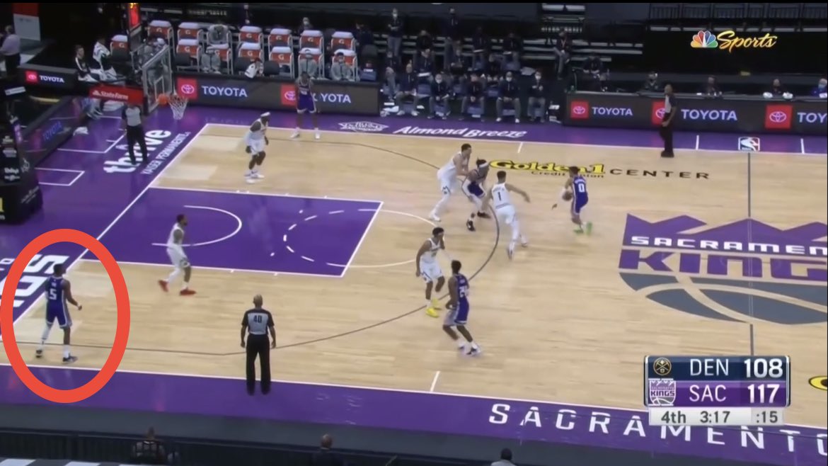 I want this point to stick: for three straight plays in the most critical point of the game, the Kings asked their newly minted $163 million man to stand at the three point line while a 20 year old rookie in his fourth NBA game ran the show. That's an insane amount of belief