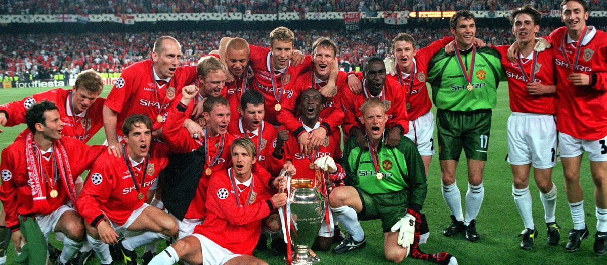  26th May 1999 Champions LeagueDid we deserve to win the game? No. Do we care? No. Losing Keane & Scholes was a huge blow. But we scraped through thanks to injury time winners from Solskjaer & Sheringham. The unprecedented Treble. Best team in all the world.18/38