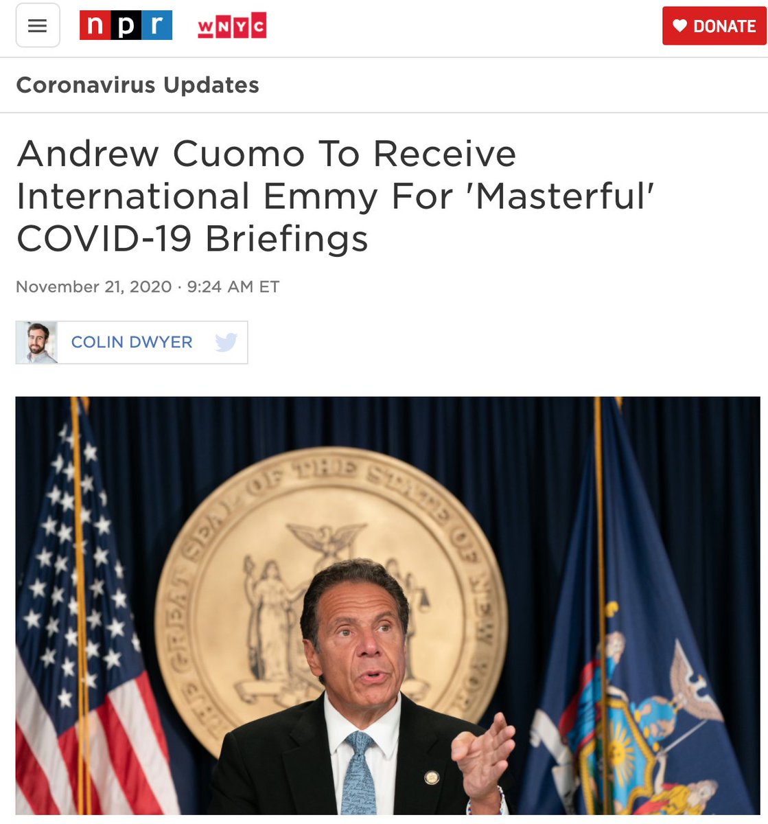 Cuomo is the everything for 2020's failures of institutional trust: Government, media, entertainment all rolled together-Cuomo said covid was no big deal-He did horribly with covid-His brother, a popular anchor, helped his image-THEY GAVE HIM AN EMMY!