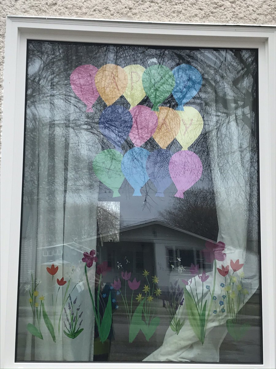 We used our sidewalks and our windows to spread cheer on the street. 8/22