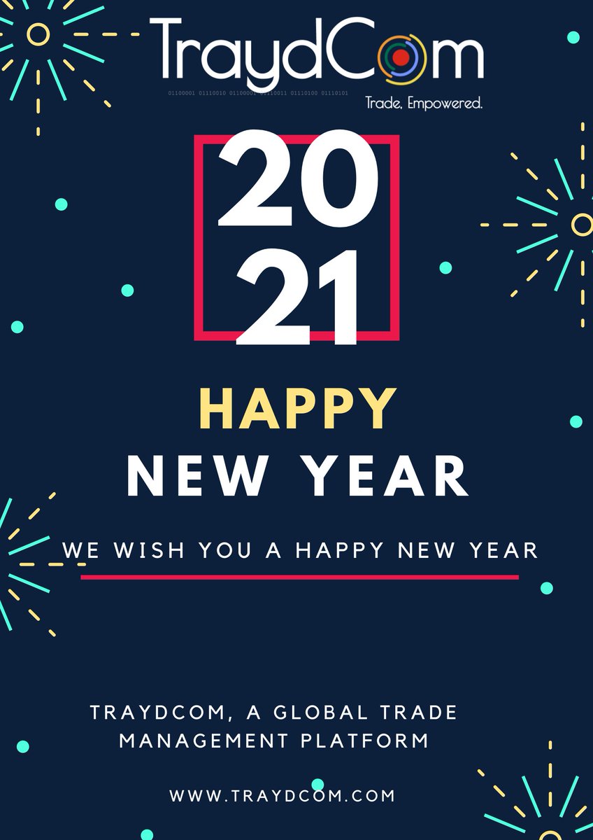 TraydCom's tweet photo. Warm wishes for New Year from our TraydCom family to you and your family. We wish you all the best because better days are coming! 
#TraydCom #NewYear2021 #Trade #TradeFinance #Globalist https://t.co/Lu3ZmhVAIM