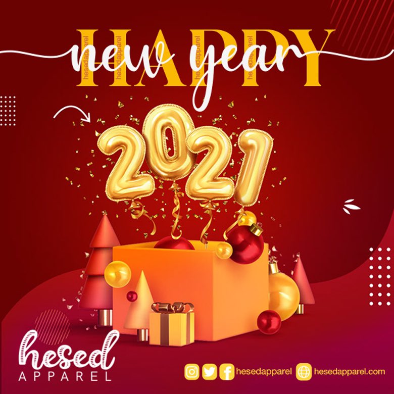 Happy New Year! 🎊 🎉 

Thank you for standing with us and supporting us in 2020. May the new year 2021 bring you so much success, good health and Joy. 

#HappyNewYear2021 #HesedApparel #WearToInspire #ChristianWear