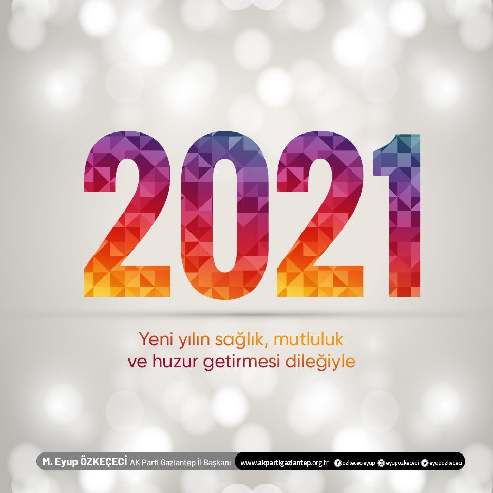 Yeni yılın ülkemize ve milletimize, sağlık, huzur ve mutluluk getirmesini diliyorum.

2021 yılının tüm hastalıklardan ve afetlerden uzak; doyasıya sarılıp kavuşabileceğimiz bir yıl olmasını temenni ediyorum. 

Yeni yılınız kutlu olsun.