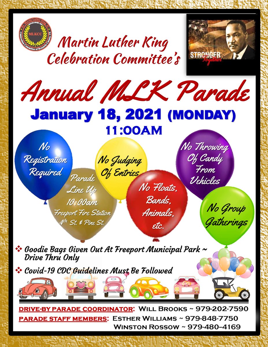 Our 2021 celebration parade will be drive-by #MLKcelebrate