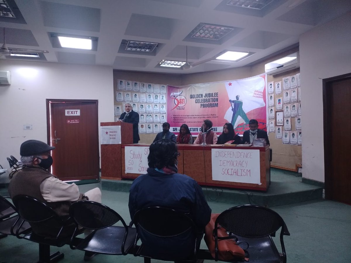 SfiDelhi's tweet image. Glimpses from The Golden Jubilee celebration of Students&apos; Federation of India in BTR Bhawan today.
Booklet on the History of SFI was released by First SFI Delhi State Secretary Sohail Hashmi.
Study and Struggle Long Live!!

#StudyStruggle #SFI50