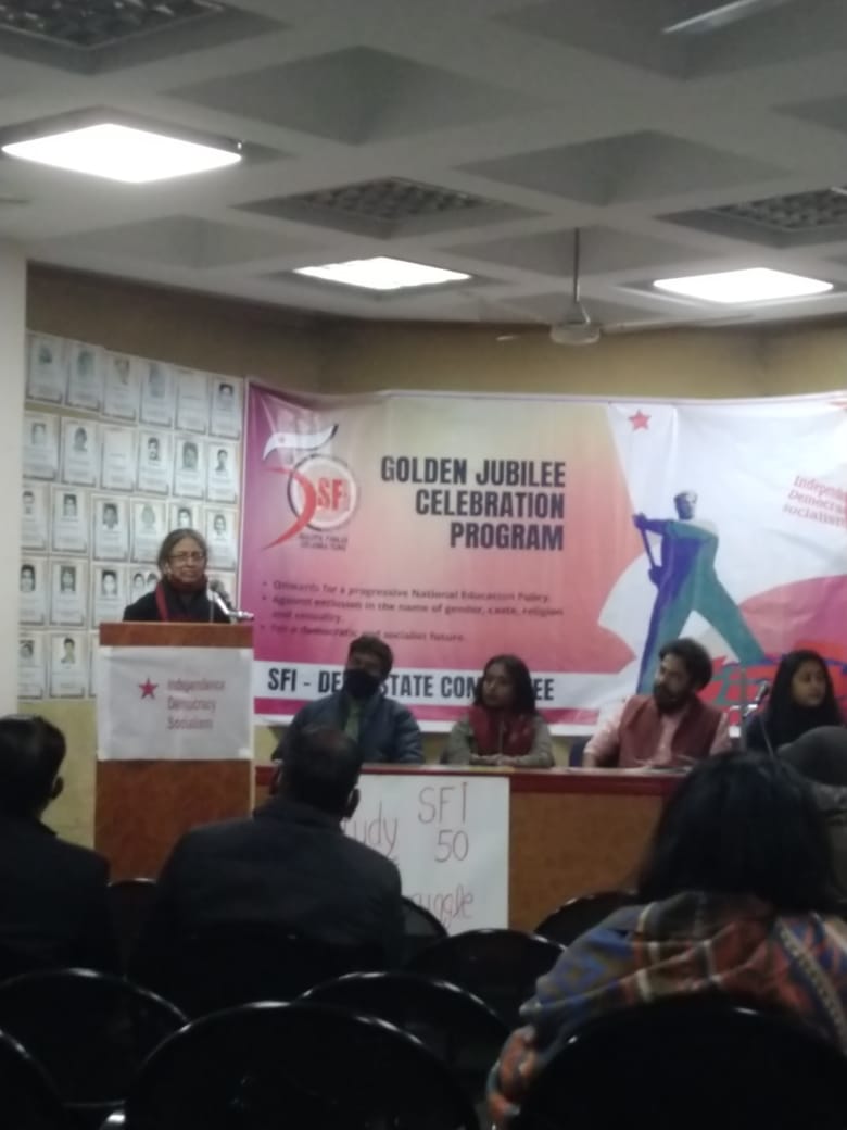 SfiDelhi's tweet image. Glimpses from The Golden Jubilee celebration of Students&apos; Federation of India in BTR Bhawan today.
Booklet on the History of SFI was released by First SFI Delhi State Secretary Sohail Hashmi.
Study and Struggle Long Live!!

#StudyStruggle #SFI50