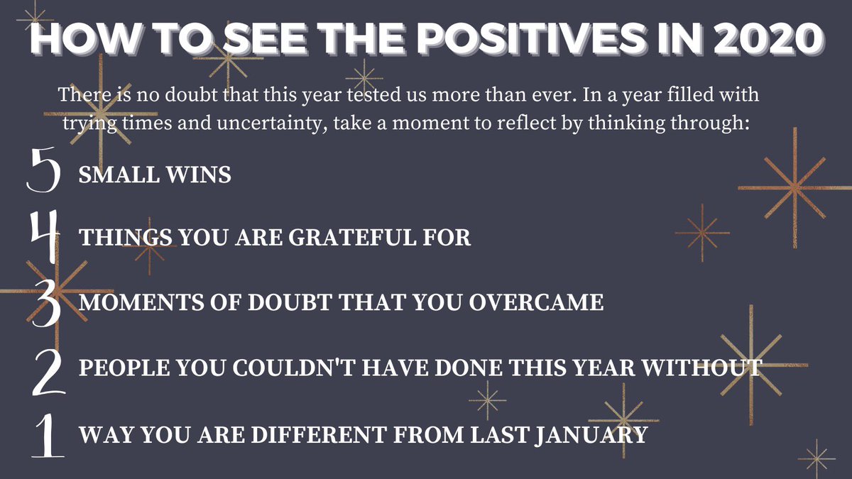 USPractice's tweet photo. Finding positives in this year can be tough, so we are here to help. Don’t countdown to 2021 without doing these five things first! No matter what you endured this year, thank YOU for showing up #presenceoverpresents #2020 #positivity #gratitude #mindfulness https://t.co/1qb6aTOOKO