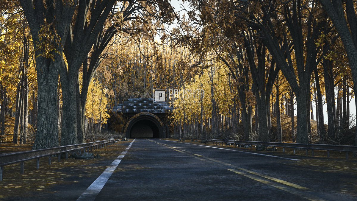Road tunnel made in 2019, #3dart #3d #3dmodeling #road #tunnel #nature #trees, see more in polish3d.com