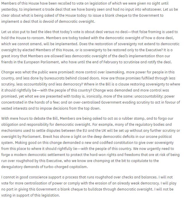 I just trawled through Hansard in search of incisive comments on the executive power grabs in the latest Brexit bill. Sadly far less attention given than to fish or Erasmus. THREAD.The only one anywhere close to target was by Clive Lewis  @labourlewis. Bravo.He abstained. /1