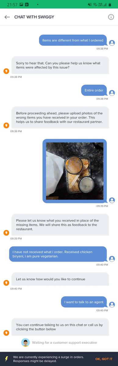 msubhash89's tweet photo. @swiggy_in @SwiggyCares  Dear Swiggy, you and your delivery executive have effectively ruined my new year night. Cant reach customer care in any way. https://t.co/VNuoRBMmgM