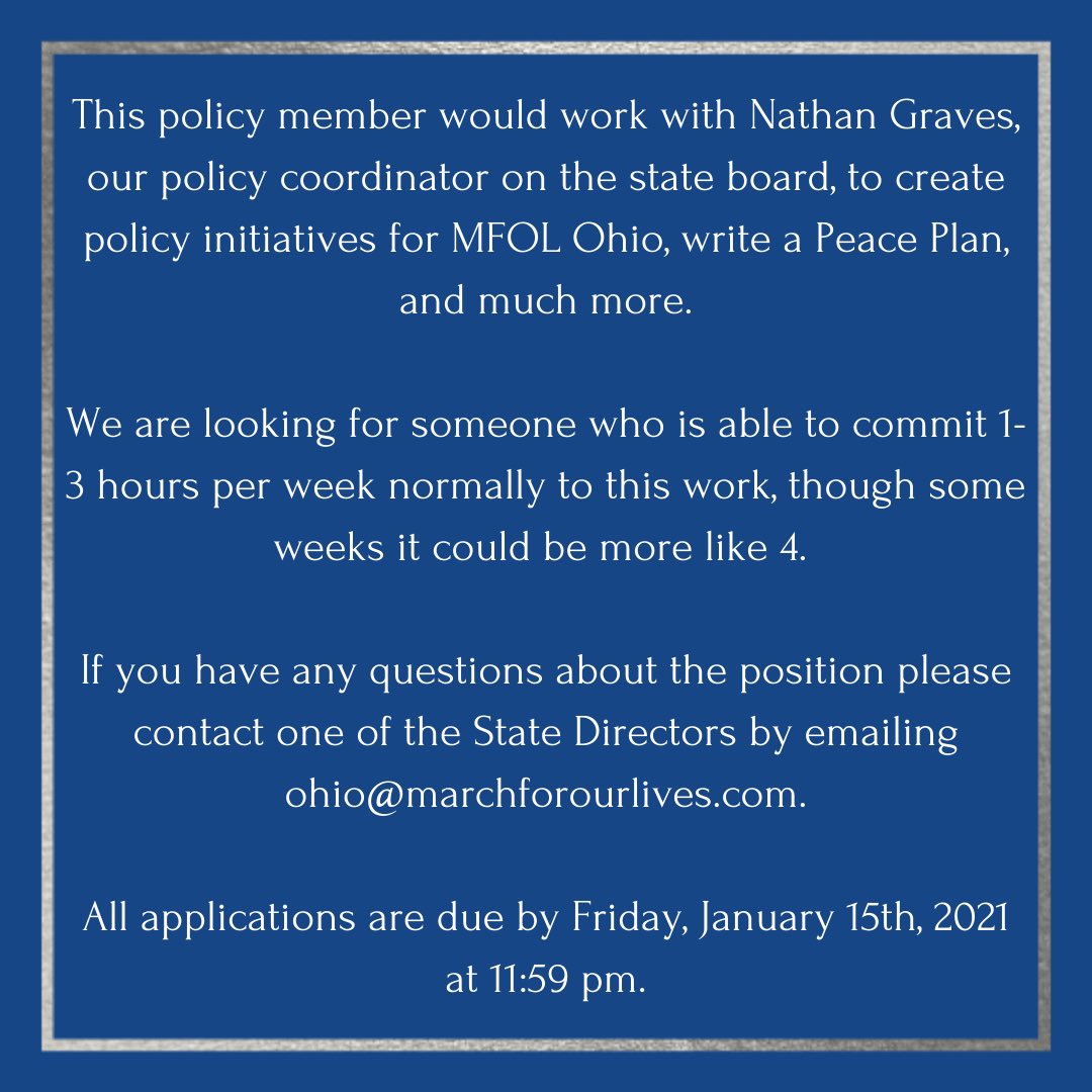 we have a new state board position that’s available!! we’re looking for a policy team member to work with Nathan Graves, our Government &amp; Policy Director! check out the link in our bio to apply by January 15th!!