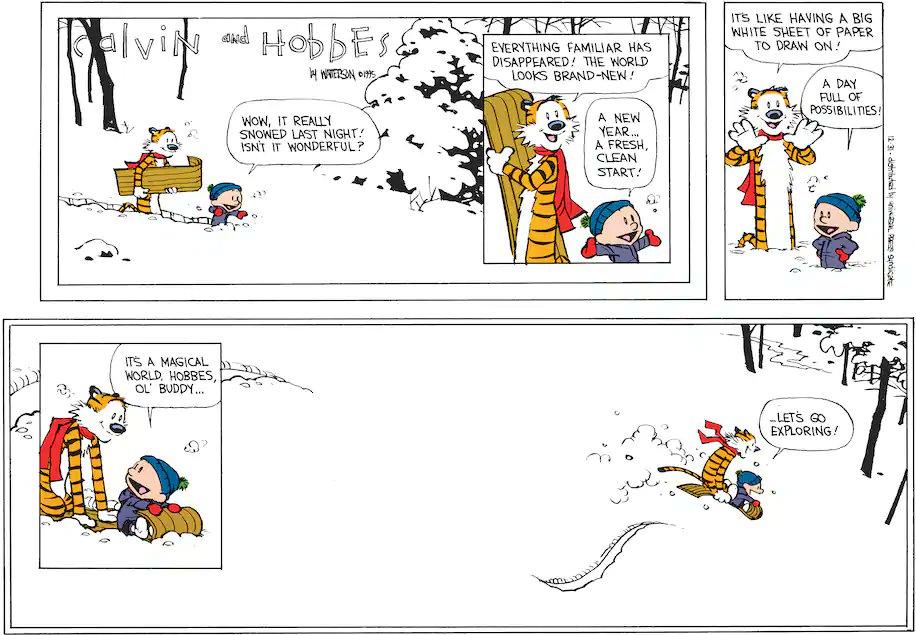 ZachTumin's tweet image. The final ‘Calvin and Hobbes’ - 25 years ago today. WAPO sez: Bill Watterson’s masterwork enchants us still...
