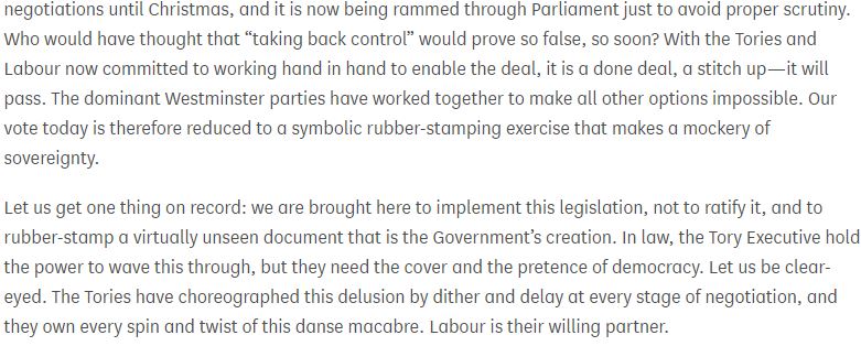 Several MPs complained about the limited time for scrutiny of the CTA and the implementation bill. A point of order by  @DavidLinden in the House Cttee stage, and a remark by Liz Saville Roberts  @LSRPlaid make the point well. /7