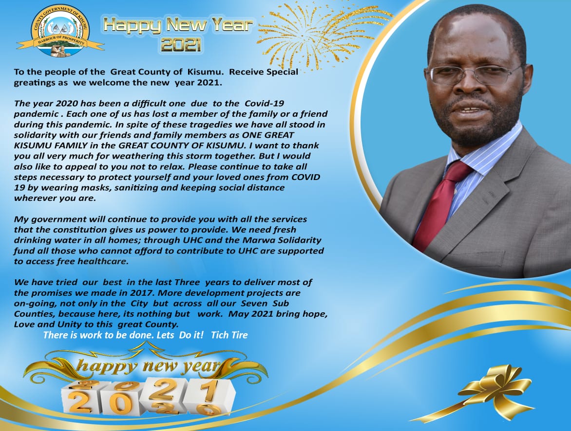 AnyangNyongo's tweet photo. To the people of the  Great County of  Kisumu.  Receive Special greatings as  we welcome the new  year 2021. https://t.co/eY7wjL0wpy
