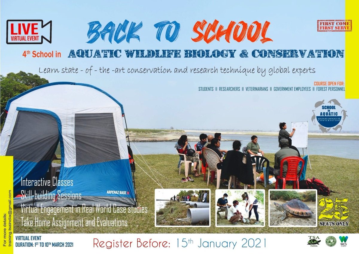 Turtle Survival Alliance INDIA (@tsaindiaprog) on Twitter photo As we enter into 2021, <a href="/TSAINDIAPROG/">Turtle Survival Alliance INDIA</a> welcomes you all to “Back to School – 4th #School in #Aquatic #Wildlife #Biology and #Conservation”. As we enter into 2021, <a href="/TSAINDIAPROG/">Turtle Survival Alliance INDIA</a> welcomes you all to “Back to School – 4th #School in #Aquatic #Wildlife #Biology and #Conservation”.