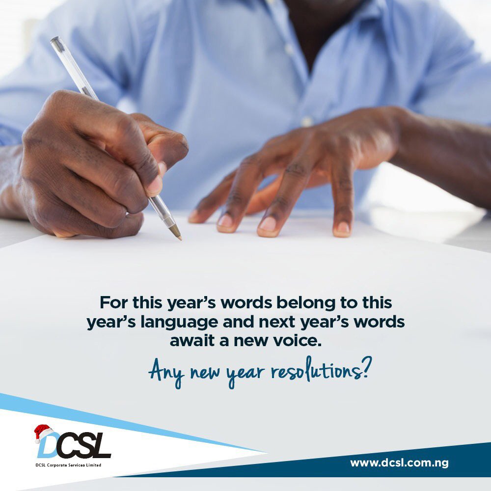 DCSLNigeria's tweet image. Tomorrow is the first blank page of a 365 – page book, what are your resolutions for the new year?
__
.
.
#NewGoals #Resolutions2020 #NewYearsEve #DCSL